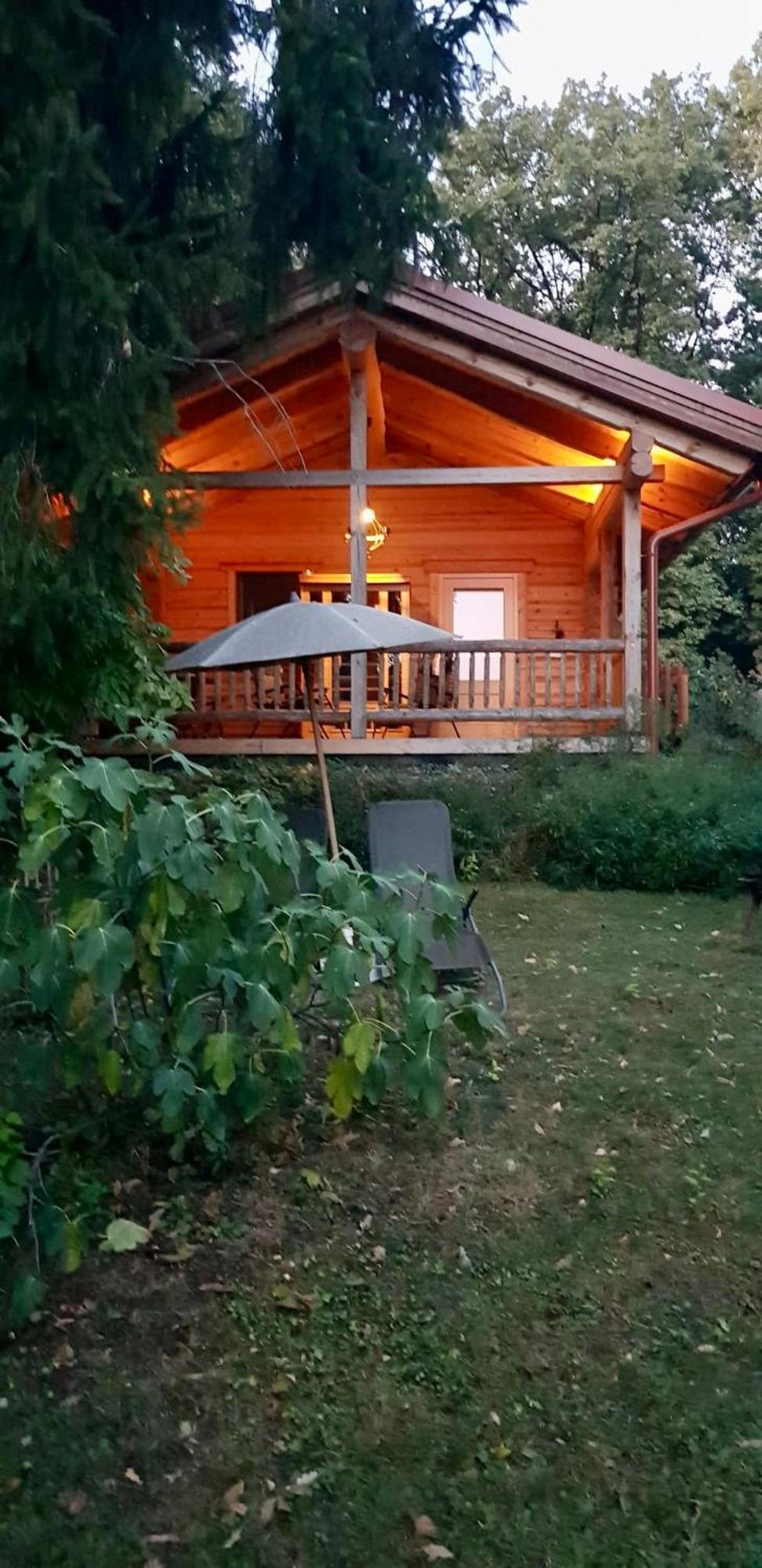 Blockhaus Chalet mit eigenem Badefass und Infrarotsauna auf der Terrasse Oberschützen Exterior foto